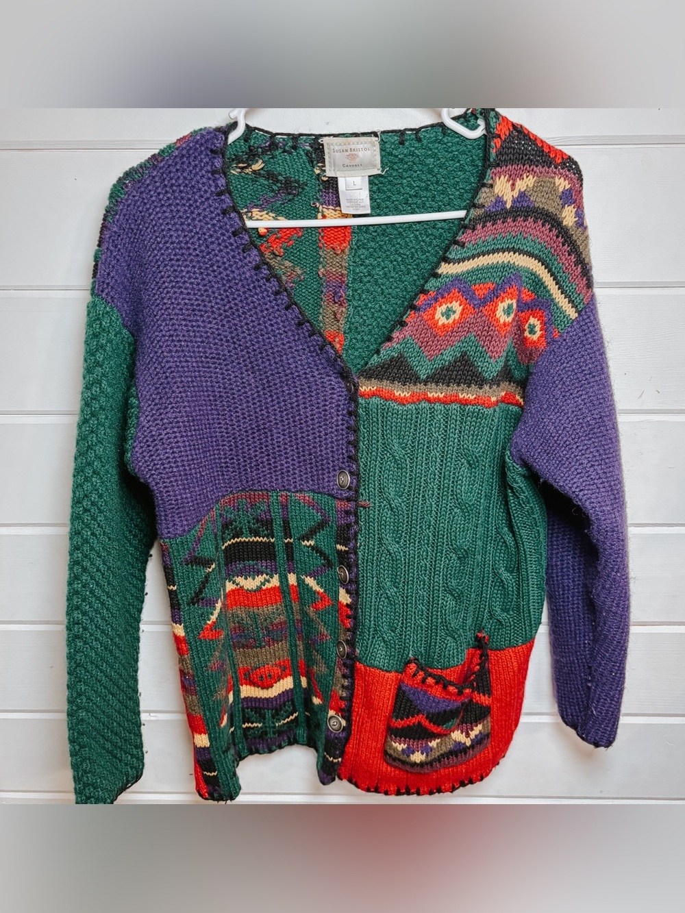 Vintage Susan Bristol 1997 Wool Navajo Style Sweater | Large